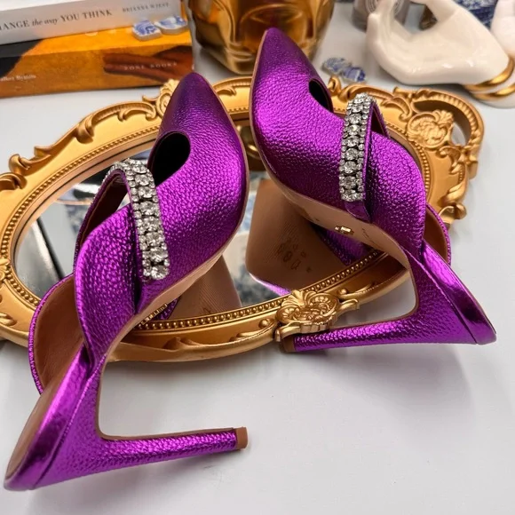 🆕 KURT GEIGER 🧿 NWOT Duke Pointed Toe Embellished Pump Mule - Size 6 - Picture 12 of 16